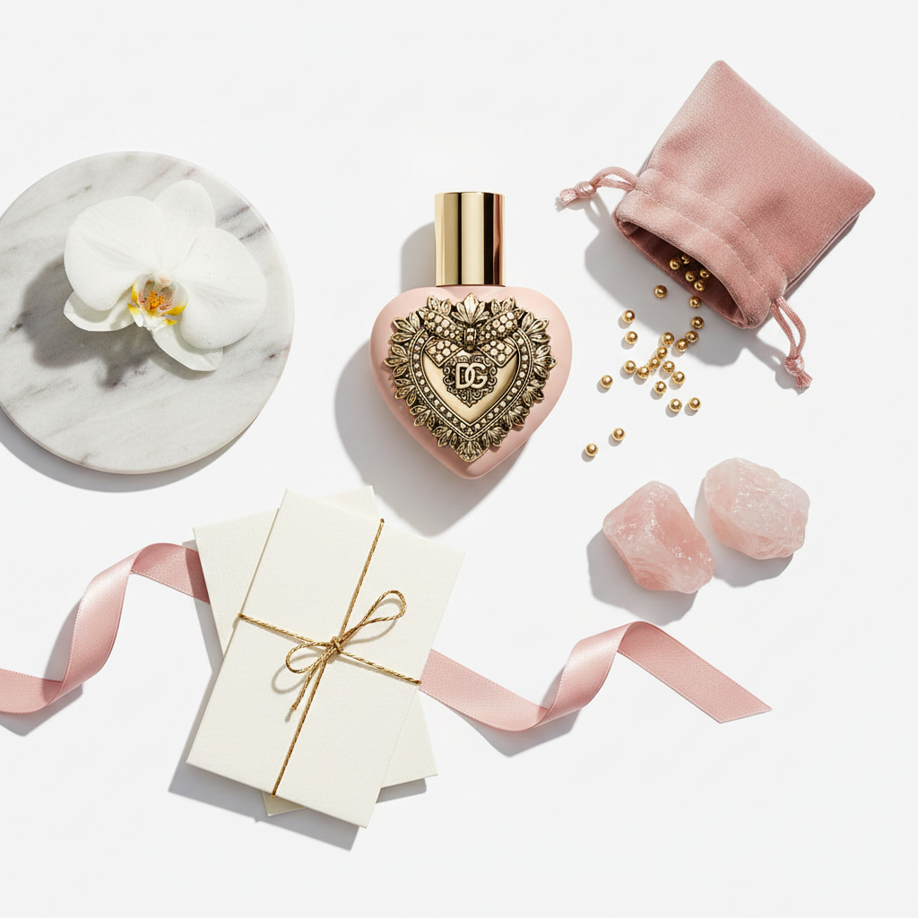 Devotion Heart Flat Lay White Background