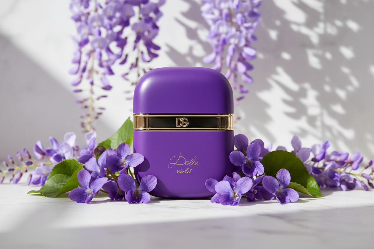 Dolce Violet with Violet Flowers on Marble